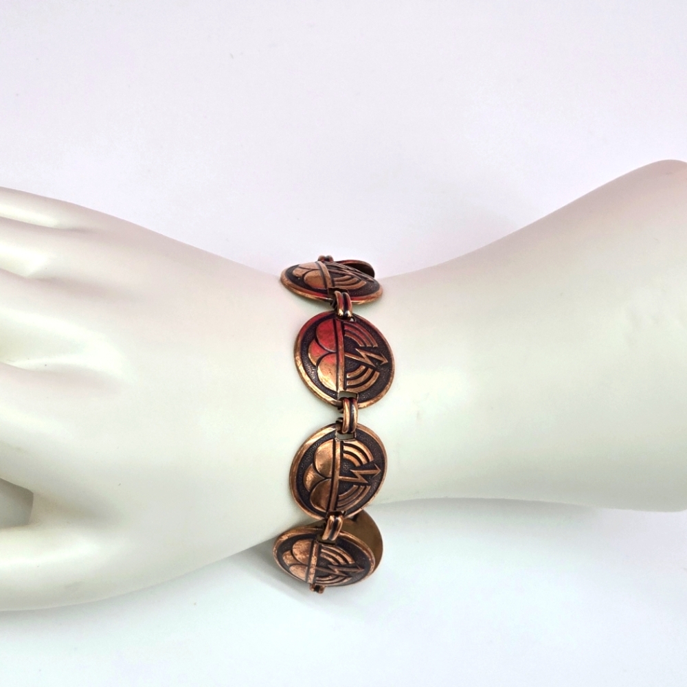 Copper Thunderstorm Cloud Lightning Bolt Link Bra… - image 6